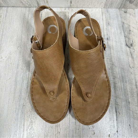 Journee Collection Mckell Tan Slip On Thong Wedge Platform Sandals #930 - Picture 5 of 11